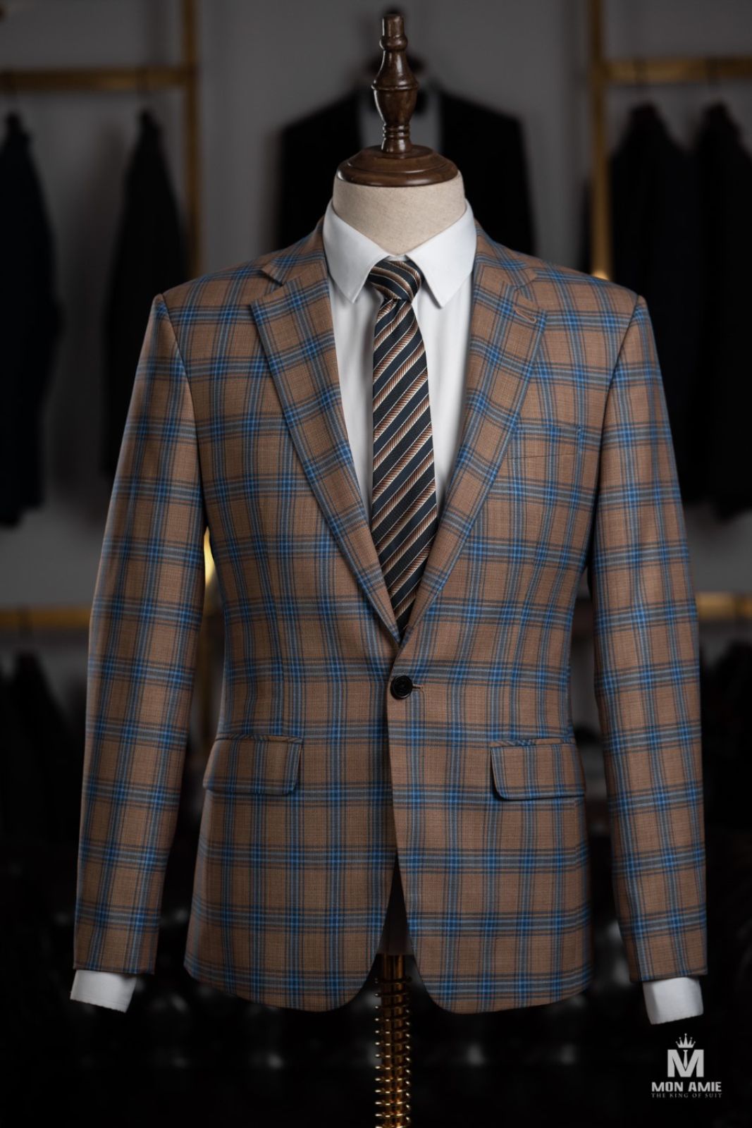 Cobalt Plaid On Orange Suit 